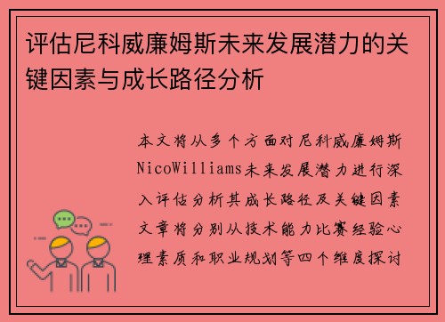 评估尼科威廉姆斯未来发展潜力的关键因素与成长路径分析